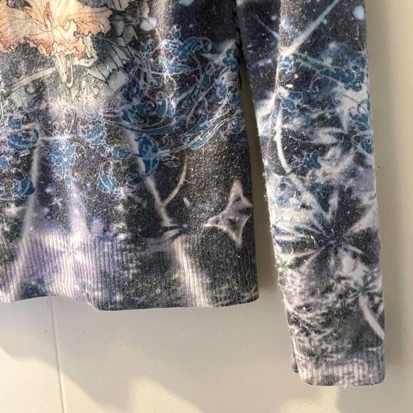 Alberto Makali Maximalist Sweater SMALL Rare Abstract Print Space Floral 1/4 zip - Picture 4 of 11